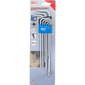 BGS 819 Winkelschlüssel-Satz | extra lang | T-Profil (für Torx) mit Kugelkopf | T10 - T50 | 9-tlg.