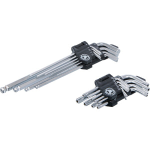 BGS Diy 822 Winkelschlüssel-Satz | lang | T-Profil (für Torx) T10 - T50 / Innensechskant 1,5 - 10 mm | 18-tlg.