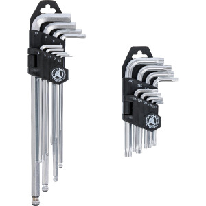 BGS Diy 822 Winkelschlüssel-Satz | lang | T-Profil (für Torx) T10 - T50 / Innensechskant 1,5 - 10 mm | 18-tlg.