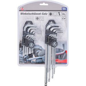 BGS Diy 822 Winkelschlüssel-Satz | lang | T-Profil (für Torx) T10 - T50 / Innensechskant 1,5 - 10 mm | 18-tlg.