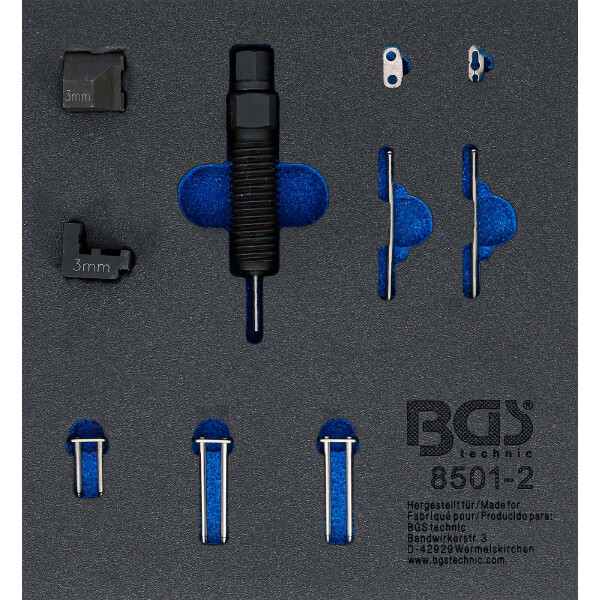 BGS 8501-2 Werkstattwageneinlage 1/6: Ergänzungssatz für Steuerketten-Nietgerät (Art. 8501) | geeignet für 3 mm Kettenbolzen