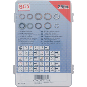 BGS 85225 Dichtring-Sortiment | Kupfer, Aluminium, Nylon | 250-tlg.