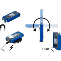 BGS 85348 COB-LED-Werkstattleuchte mit Magnet und Haken | klappbar | mit induktiver Ladefunktion