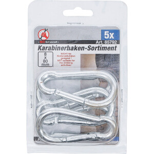 BGS Diy 85792 Karabinerhaken-Sortiment | 80 x 8 mm | 5-tlg.