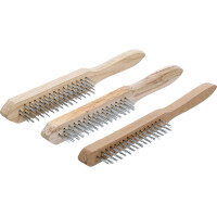 BGS Diy 85815 Drahtbürsten-Satz | Holzstiel | 2-, 3-, 4-reihig | 3-tlg.