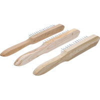 BGS Diy 85815 Drahtbürsten-Satz | Holzstiel | 2-, 3-, 4-reihig | 3-tlg.