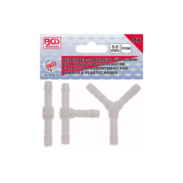 BGS 8790-5 Schlauchverbinder-Sortimente | kraftstoffbeständig | 5 mm | 8 tlg.