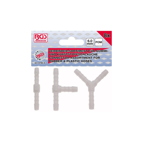 BGS 8790-6 Schlauchverbinder-Sortimente | kraftstoffbeständig | 6 mm | 8 tlg.