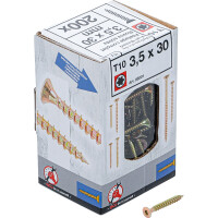 BGS Diy 88001 Mehrzweckschrauben | T-Profil (für Torx) T10 | 3,5 x 30 mm | 200 Stück