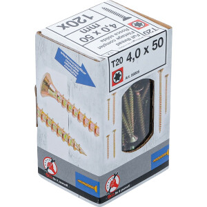 BGS Diy 88005 Mehrzweckschrauben | T-Profil (für Torx) T20 | 4,0 x 50 mm | 120 Stück
