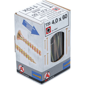 BGS Diy 88007 Mehrzweckschrauben | T-Profil (für Torx) T20 | 4,0 x 60 mm | 110 Stück