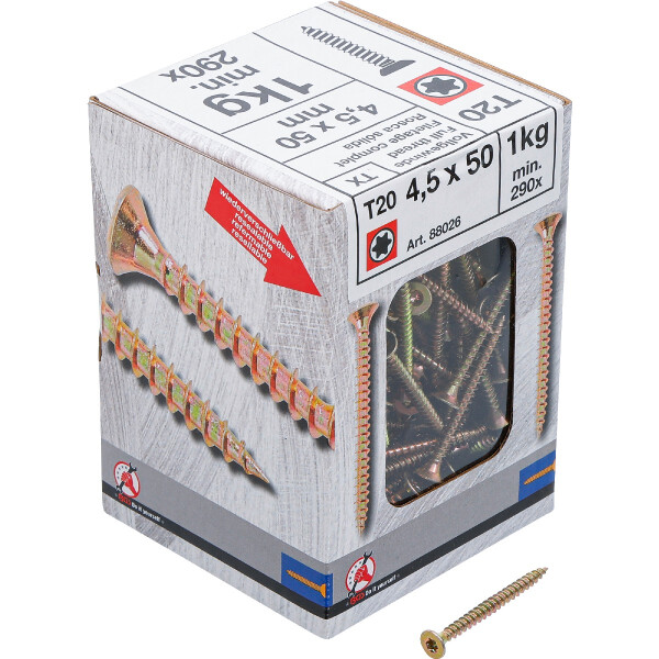 BGS Diy 88026 Mehrzweckschrauben | T-Profil ( für Torx) T20 | 4,5 x 50 mm | 1 kg / 290 Stück