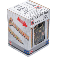 BGS Diy 88027 Mehrzweckschrauben | T-Profil ( für Torx) T20 | 4,0 x 60 mm | 1 kg / 240 Stück