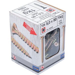 BGS Diy 88029 Mehrzweckschrauben | T-Profil ( für Torx) T25 | 5,0 x 80 mm | 1 kg / 150 Stück