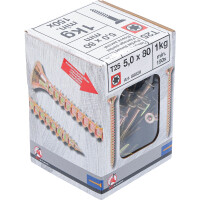 BGS Diy 88029 Mehrzweckschrauben | T-Profil ( für Torx) T25 | 5,0 x 80 mm | 1 kg / 150 Stück