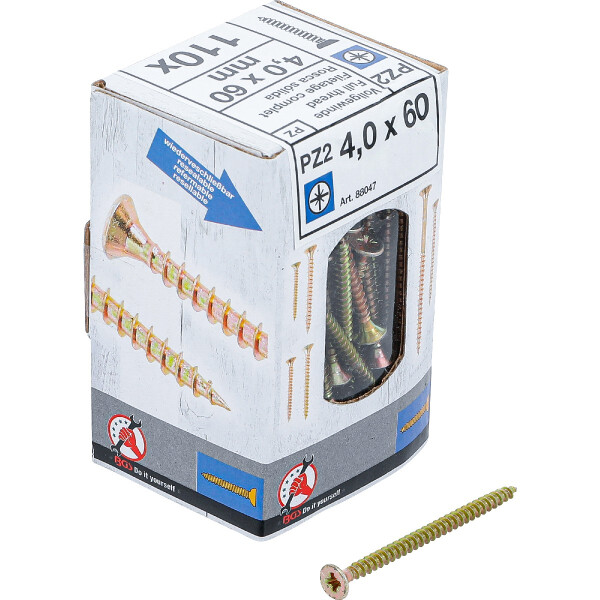 BGS Diy 88047 Mehrzweckschrauben | Kreuzschlitz PZ2 | 4,0 x 60 mm | 110 Stück