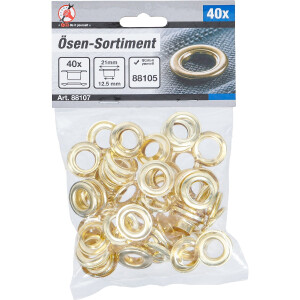 BGS Diy 88107 Ösen-Sortiment | 12,5 x 21 mm | 40-tlg.