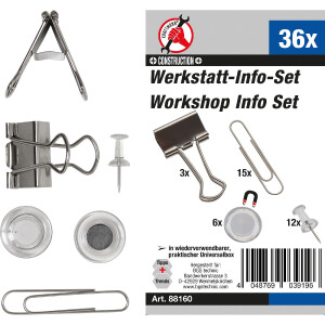 BGS Diy 88160 Werkstatt-Info-Satz mit Büroklammern,...