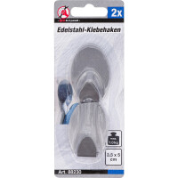 BGS Diy 88230 Edelstahl-Klebehaken | 35 x 50 mm | 1,0 kg | 2-tlg.