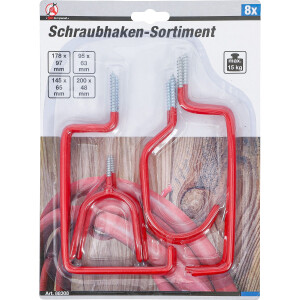 BGS Diy 88308 Wand- und Decken-Schraubhaken-Sortiment | 8-tlg.