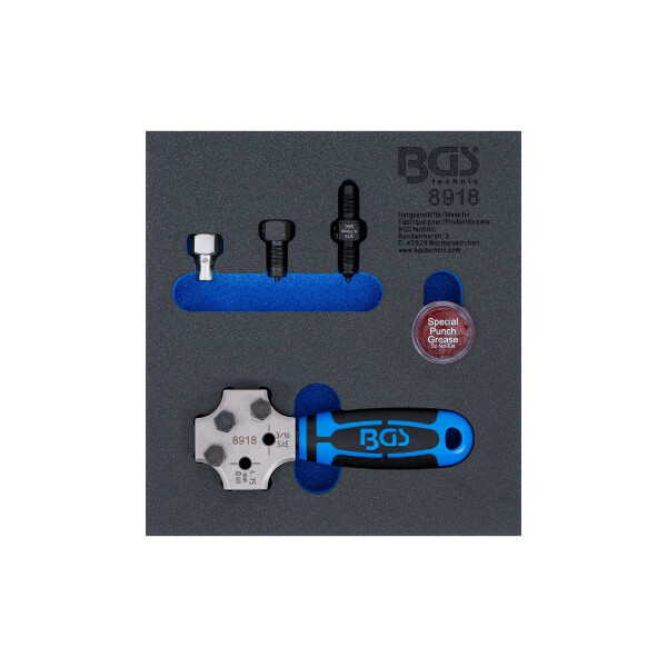 BGS 8918 Werkstattwageneinlage 1/6: Bördelgerät | SAE und DIN 4,75 mm (3/16")