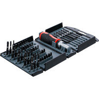 BGS Diy 90106 Torsions-Bit-Satz | mit Ratschen-Drehgriff für Bits, umschaltbar | 52-tlg.