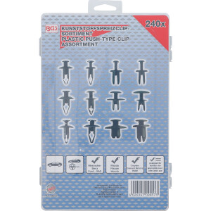 BGS 9057 Kunststoffspreizclip-Sortiment für Mazda, Honda, Ford, Nissan, VW | 240-tlg.