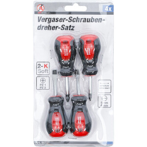 BGS Diy 90727 Vergaser-Schraubendreher-Satz | Schlitz / Kreuzschlitz PZ | Klingenlänge 40 mm | 4-tlg.