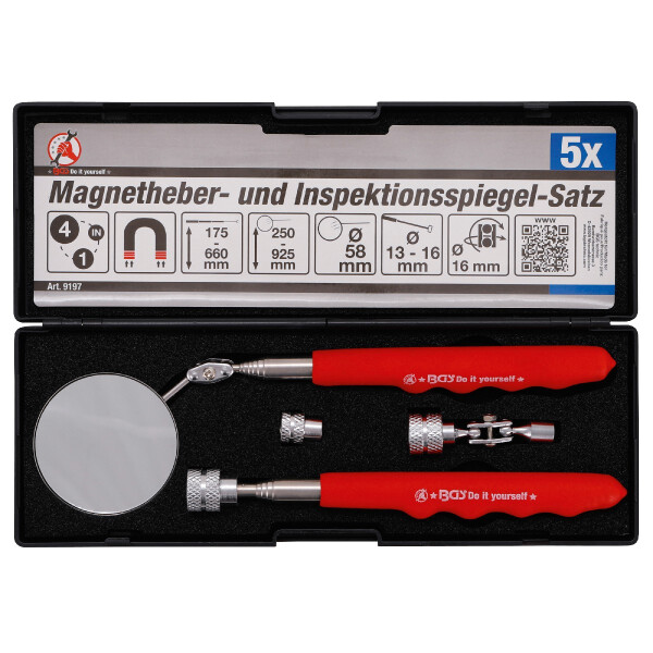 BGS Diy 9197 Magnetheber- und Inspektionsspiegel-Satz | 4-tlg.