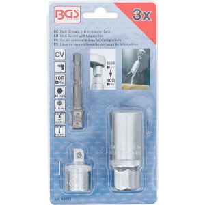 BGS 92533 Multi-Einsatz mit Adapter-Satz | 10 mm (3/8") | SW 9 - 21 mm | 3-tlg.