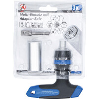 BGS Diy 92540 Multi-Einsatz mit Adapter-Satz | mit Ratschen-T-Griff, umschaltbar | 3-tlg.