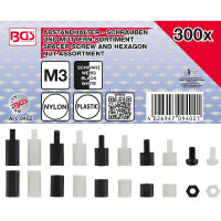 BGS 9402 Abstandhalter-Schrauben und Sechskant-Muttern-Sortiment | Nylon | 300-tlg.