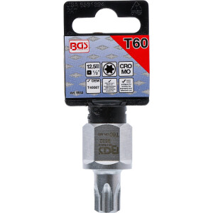 BGS 9532 Keilrippenriemen-Bit-Einsatz | Antrieb Innenvierkant 12,5 mm (1/2"), Außensechskant SW 22 mm | T-Profil (für Torx) T60