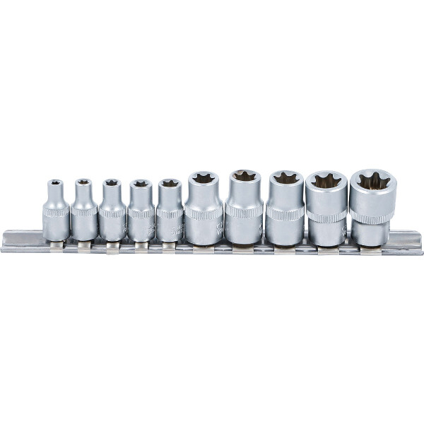 BGS Diy 9548 Steckschlüssel-Einsatz-Satz E-Profil | Antrieb Innenvierkant 6,3 mm (1/4") / 10 mm (3/8") | SW E4 - E16 | 10-tlg.