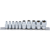 BGS Diy 9548 Steckschlüssel-Einsatz-Satz E-Profil | Antrieb Innenvierkant 6,3 mm (1/4") / 10 mm (3/8") | SW E4 - E16 | 10-tlg.