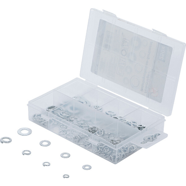 BGS Diy 98073 Federringe- / Unterlegscheiben-Sortiment | Ø 4 - 8 mm | 250-tlg.