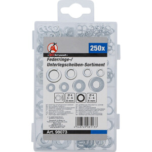 BGS Diy 98073 Federringe- / Unterlegscheiben-Sortiment | Ø 4 - 8 mm | 250-tlg.