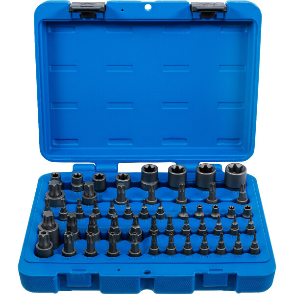 BGS 9839 Bit-Einsatz- und Steckschlüssel-Einsatz-Satz | E-Profil / T-Profil (für Torx) / T-Profil (für Torx) mit Bohrung / TP-Profil (für Torx Plus) | 52-tlg.