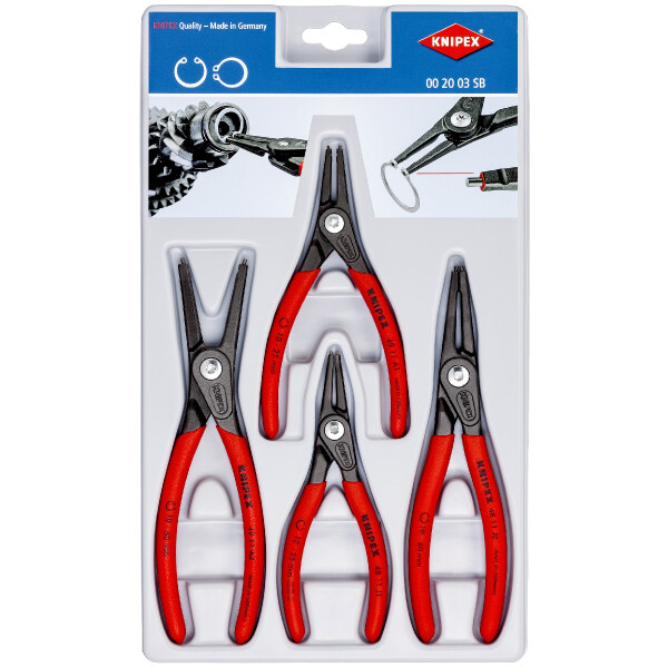 KNIPEX 00 20 03 SB Präzisions-Sicherungsringzangen-Set 4-teilig