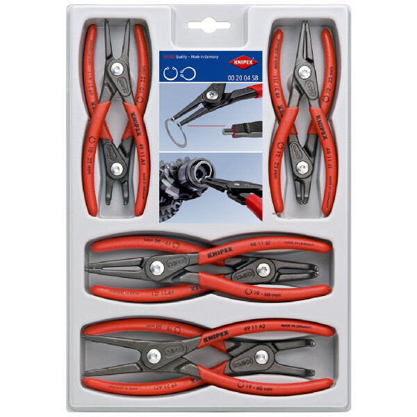 KNIPEX 00 20 04 SB Präzisions-Sicherungsringzangen-Set 8-teilig