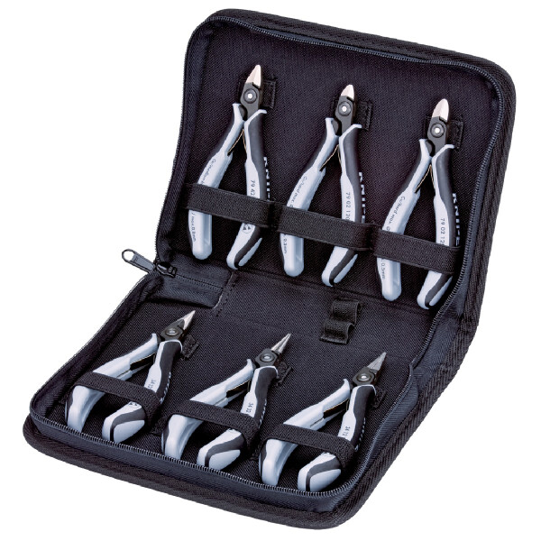 KNIPEX 00 20 16 P ESD Elektronikzangen-Set mit Werkzeugen für Arbeiten an elektronischen Bauteilen 6-teilig 215 mm