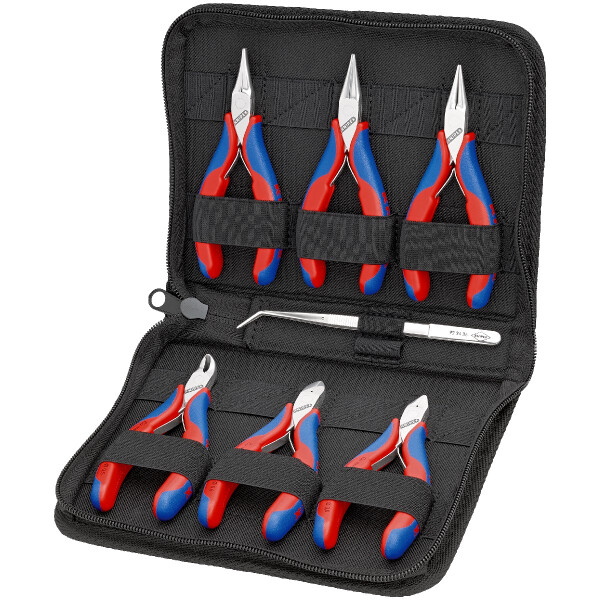 KNIPEX 00 20 16 Elektronikzangen-Set mit Werkzeugen für Arbeiten an elektronischen Bauteilen 7-teilig 215 mm