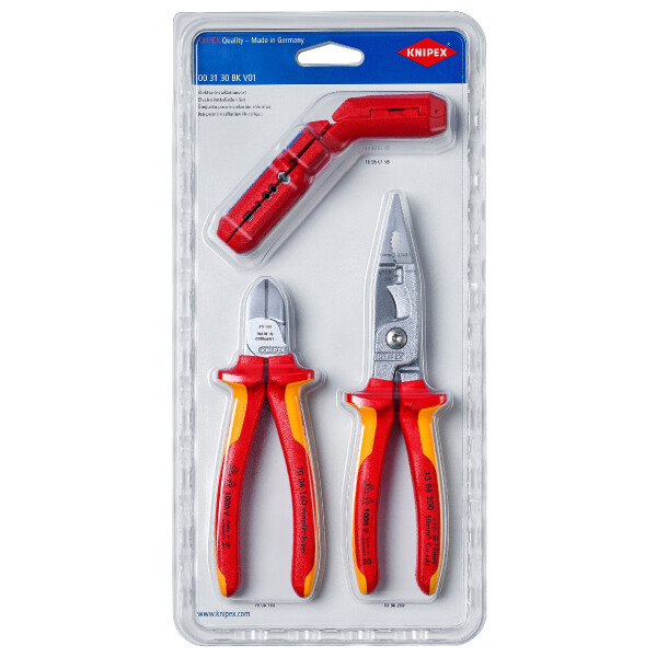 KNIPEX 00 31 30 BK V01 Elektro-Installationsset 1 x 13 86 200, 1 x 16 95 01 SB, 1 x 70 06 160