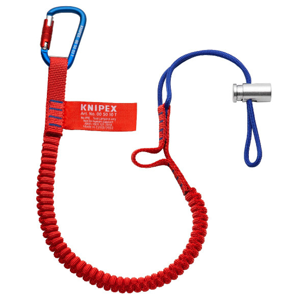 KNIPEX 00 50 12 T BK Fangleine mit fixiertem Materialkarabiner Zur Werkzeug-Absturzsicherung 900 mm