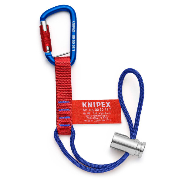 KNIPEX 00 50 13 T BK Adapterschlaufen mit fixiertem Materialkarabiner Zur Werkzeug-Absturzsicherung 186 mm