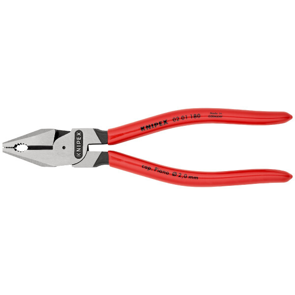 KNIPEX 02 01 180 Kraft-Kombizange mit Kunststoff überzogen schwarz atramentiert 180 mm