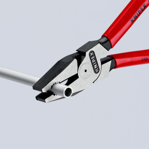 KNIPEX 02 01 200 SB Kraft-Kombizange mit Kunststoff überzogen schwarz atramentiert 200 mm