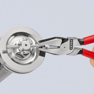 KNIPEX 02 01 225 SB Kraft-Kombizange mit Kunststoff überzogen schwarz atramentiert 225 mm