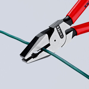 KNIPEX 02 01 225 SB Kraft-Kombizange mit Kunststoff überzogen schwarz atramentiert 225 mm
