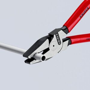 KNIPEX 02 01 225 SB Kraft-Kombizange mit Kunststoff überzogen schwarz atramentiert 225 mm